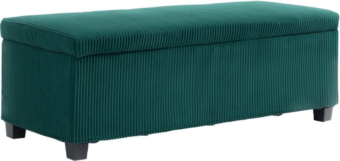 HOMCOM-Opbergpoef-Corduroy (100% Polyester)-112x42x40cm-Groen