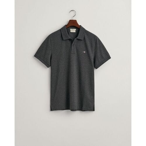 Gant Polo Fine Shield Short Sleeve Piqué Uni Antraciet Melange / male