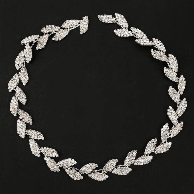 1 yard 1,5 cm Breed Strass Lint Boomblad Design AAA Diamantwikkelrol Decoratie gray