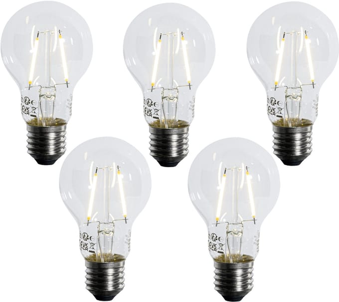 LUEDD Set van 5 E27 LED lamp A60 schemersensor 2,5W 250 lm 2700K