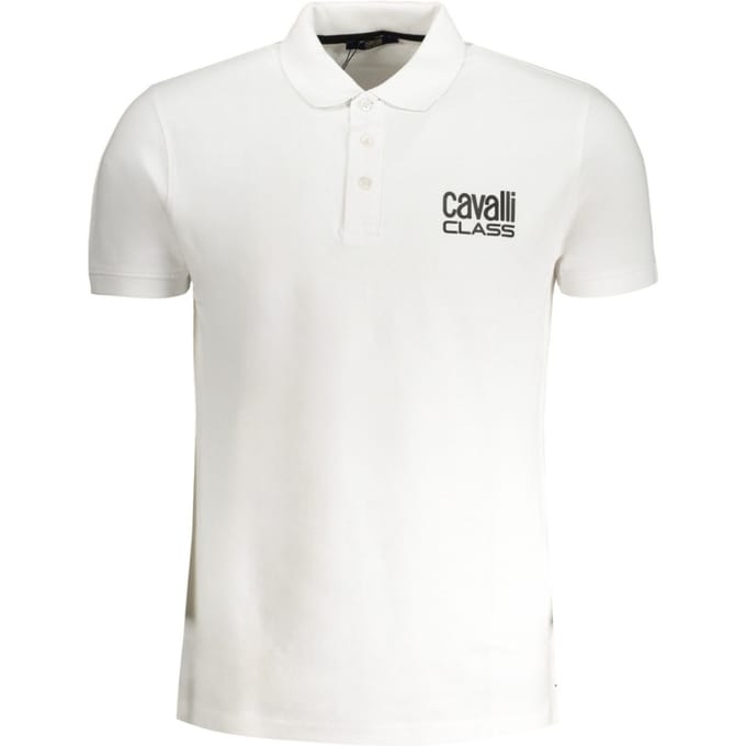 Cavalli Class Bold Logo Witte Polo Shirt