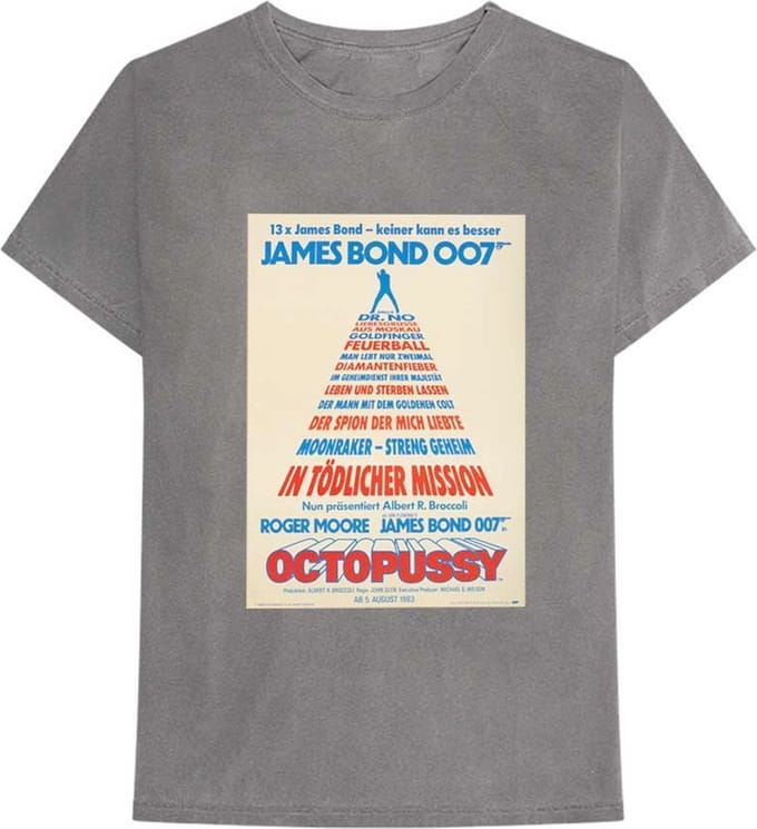 James Bond - Octopussy German Poster Heren T-shirt - S - Grijs
