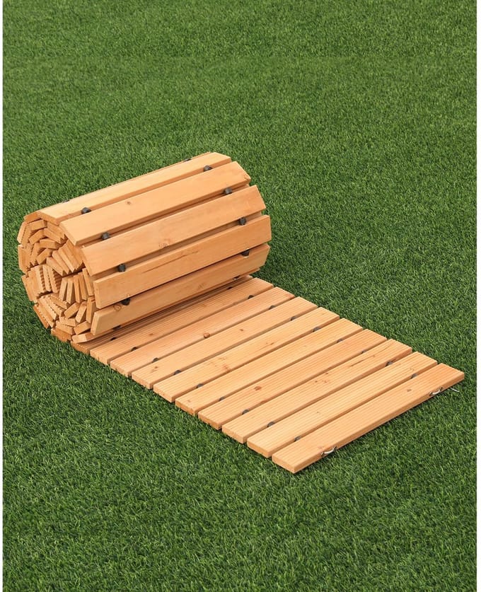 Houten Tuinpad - Loopbrug Buiten - Evenementen Organiseren - Robuuste Constructie - 368 x 56 cm - Bruin