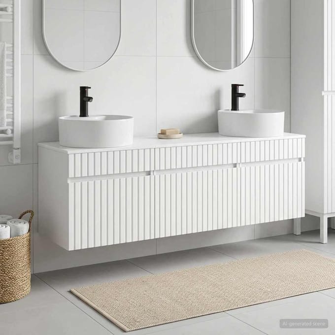 vidaXL - Badkamerkast - set - 3 - st - Hoogglans - Wit - 49 - x - 44,5 - x - 65 - cm