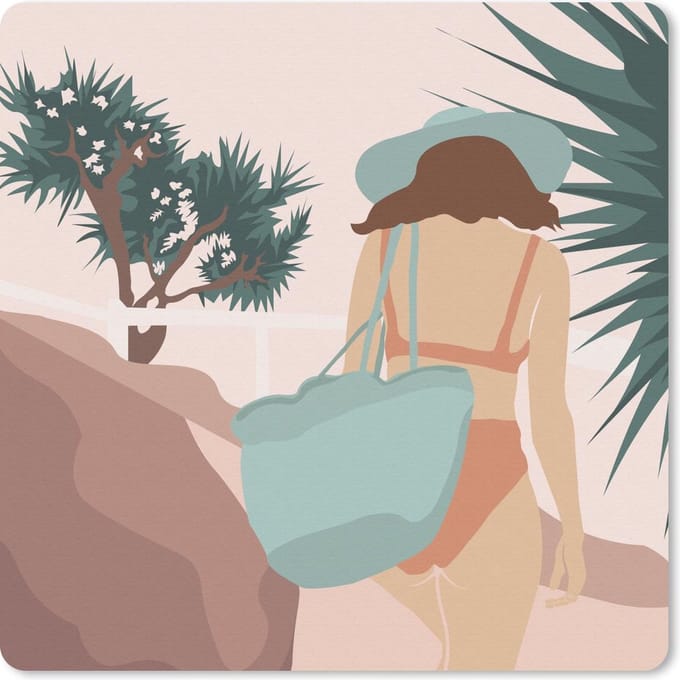 Muismat 20x20 cm - Mousepad Zomer - Vrouw - Kleding - Muismatten