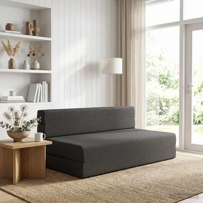 vidaXL - Vouwbare - Sofa - Bed - Donkergrijs - 152 - x - 86,5 - x - 60 - cm - Stof
