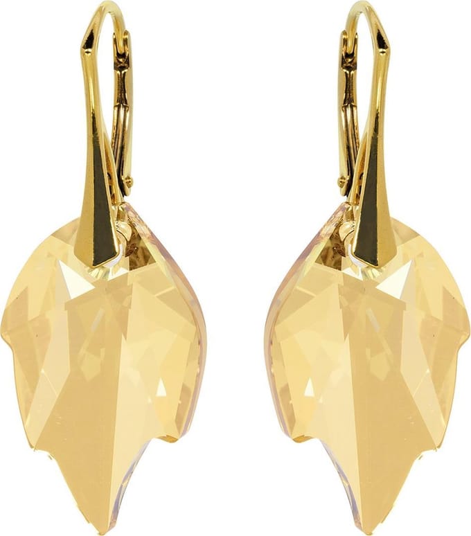 DBD - Oorbellen - Swarovski Kristal Elements - Leaf Golden Shadow - Goudkleurig Zilver - 24MM