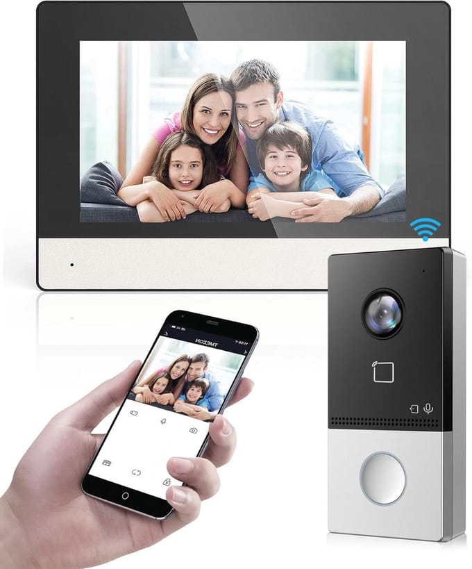 Videodeurbel Set - Intercom Systeem - Huis Beveiligen - 7 inch Touchscreen - 2MP Camera - Zwart