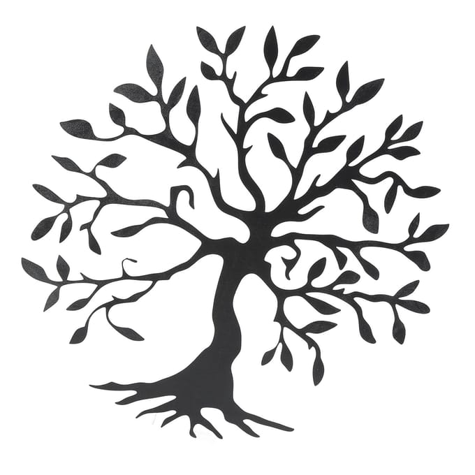 Décoration murale en métal représentant un arbre de vie, 30 cm, noire, pour salon gray