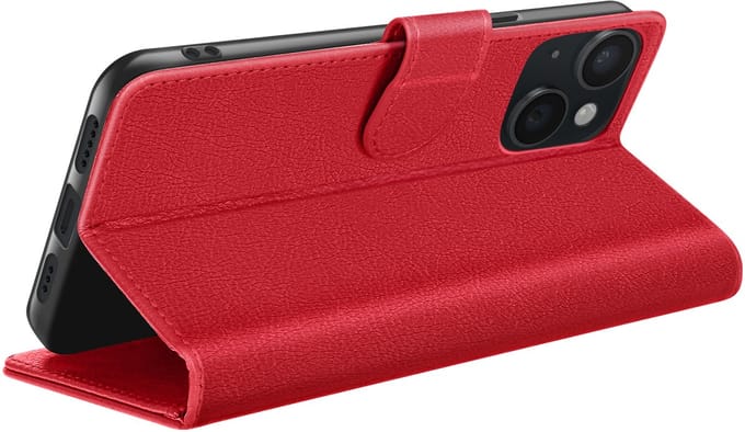 Zanae, Hoesje geschikt voor iPhone 15 - Wallet Case & Magneetsluiting, Rood
