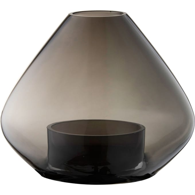AYTM Lantaarn Uno, vaas, rookgrijs, Ø 14 cm, hoogte 11 cm, glas