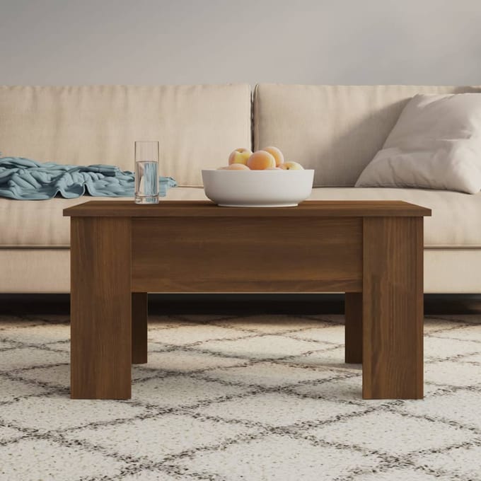 vidaXL - Salontafel - 79x49x41 - cm - bewerkt - hout - bruin - eikenkleur