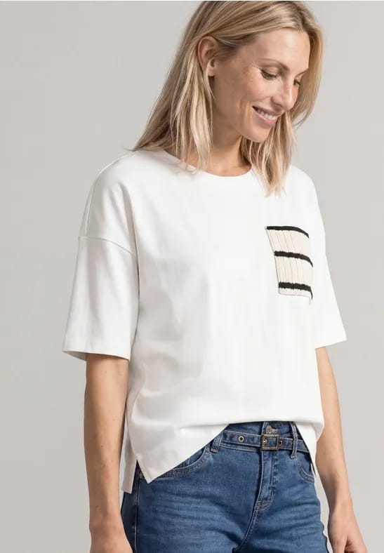 Shirt met ronde hals en borstzak