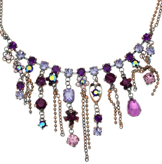 Behave - Paarse Ketting met Steentjes - 41 cm