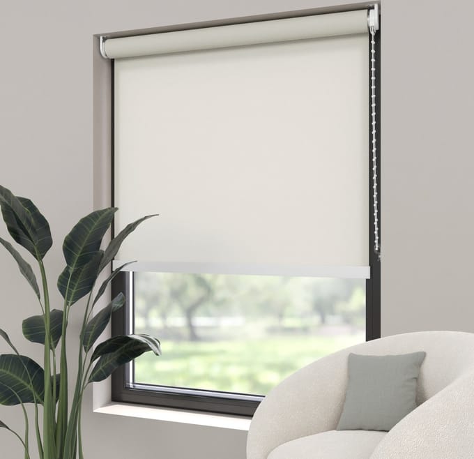 Dutchblinds Rolgordijn - lichtdoorlatend - Parel Wit - 65x190cm - Raamdecoratie op maat