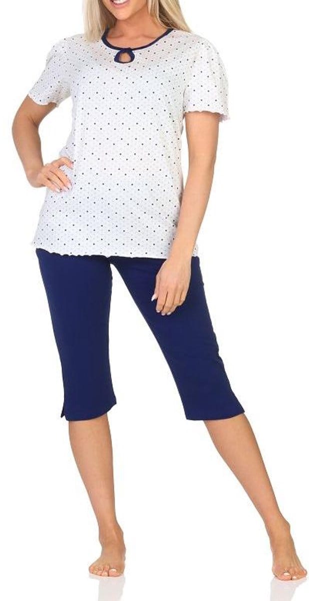 Normann dames capri pyjama met korte mouwen in stippenlook - ook in grote maten