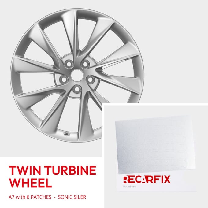 Tesla Model S - Velgschade patch Twin Turbine Wheel Sonic Silver