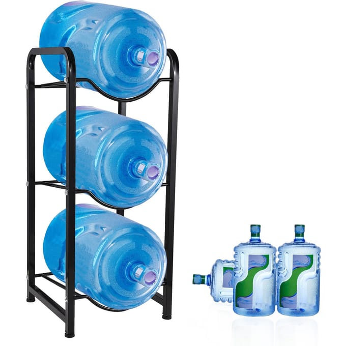 3-Laags Waterkoeler Kan Rek Heavy Duty 5 Gallon Waterfles Houder Opslagrek met Vloer zwart