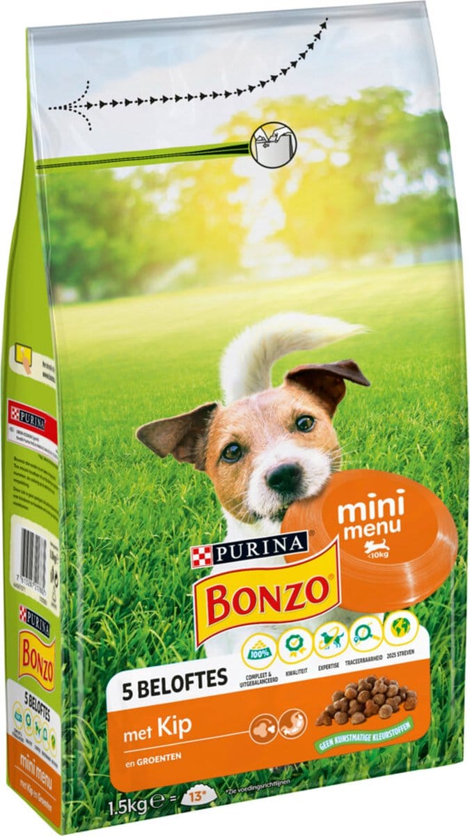 3x Bonzo Droogvoer Mini Menu Kip 1,5 kg