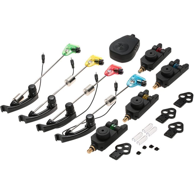 Lixada Draadloze Visbeetmelders Set Digitale Visalarm Kit 1 Ontvanger Plus 4 Alarmen Voor Karper gray
