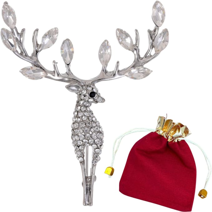 Kerstbroche Eland Verzilverd