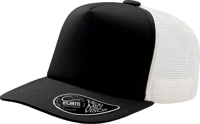 Atlantis Mid Visor 5 Panel Trucker Cap opnemen (Zwart)