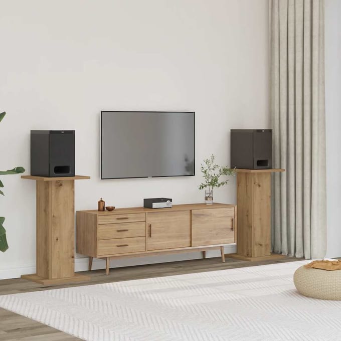 vidaXL - Speakerstandaards - 2 - st - 30x30x60 - cm - hout - artisanaal - eikenkleurig