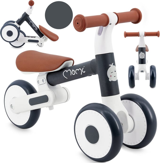 MoMi DEX Loopfiets - Opvouwbare Kinderfiets vanaf 1 Jaar - Lichtgewicht - Verstelbaar Zadel - Grafiet