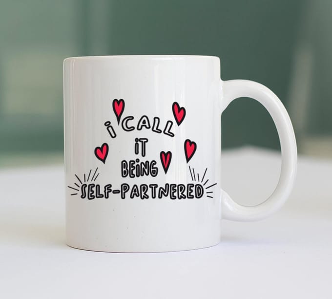 Mok - I call it being self-partnered - Singles Day - Cadeau Mok - Grappige Mok met Tekst