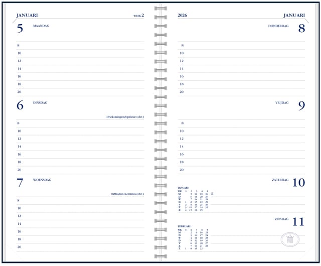 Agendavulling 2027 Ryam Memoplan 7 7dagen/2pagina's wit