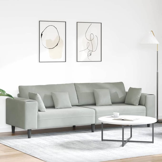 vidaXL - Bank - Lichtgrijs - 250 - x - 77 - x - 76 - cm - Fluweel
