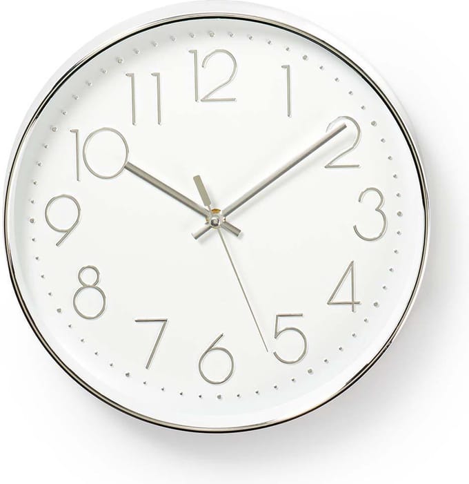 Nedis - clock - quartz - wall mountable - 30 cm - white silver