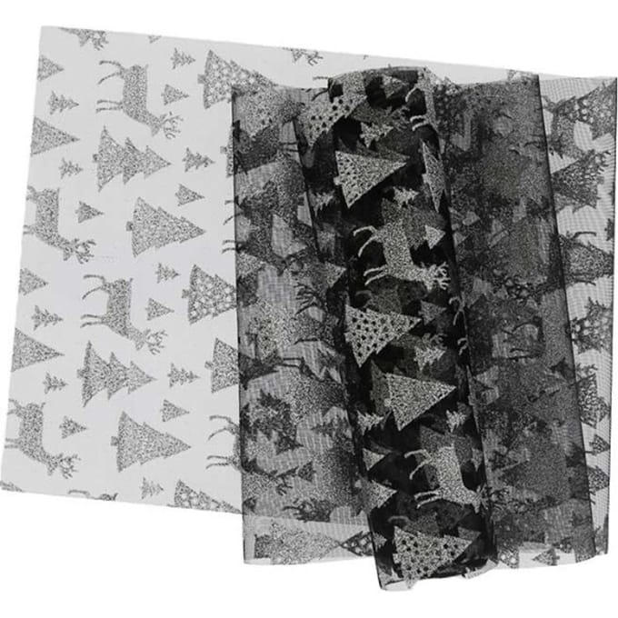 Unique Living - Decofabric Glitter Forest - 28x300cm - Black