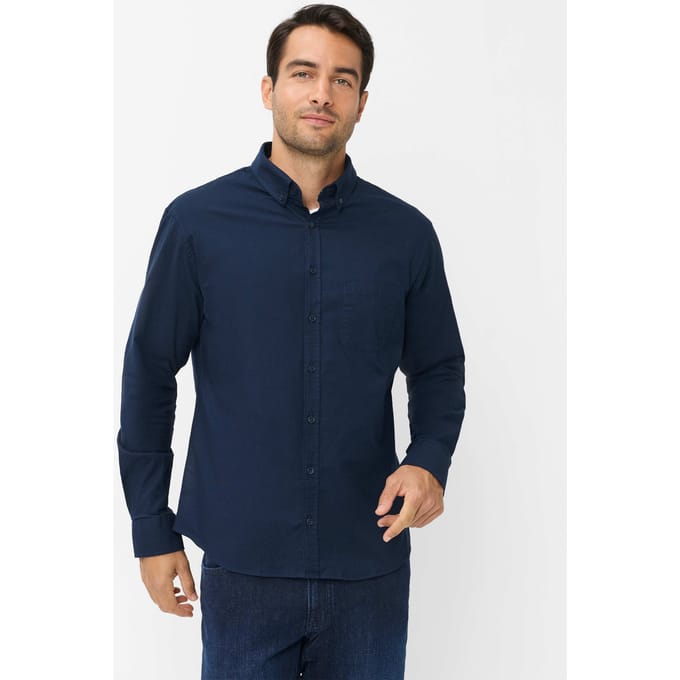Brax Heren Overhemd  Style DANIEL night blue, donkerblauw, maat S