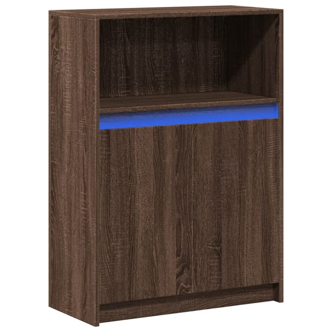 vidaXL - Dressoir - met - LED - 72x34x100 - cm - bewerkt - hout - bruin - eikenkleur