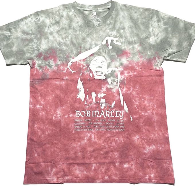Bob Marley - Exodus Playlist Heren T-shirt - S - Grijs/Rood