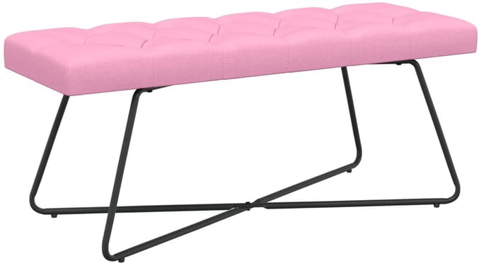 vidaXL - Bank - met - knopen - tufting - Roze - 110 - x - 40 - x - 46 - cm - Stof
