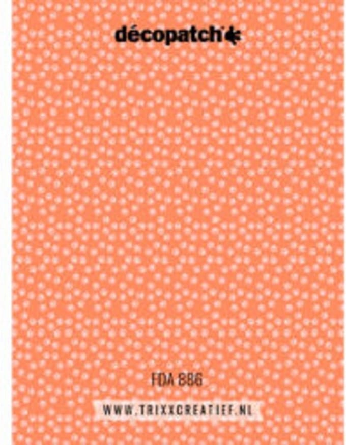 Decopatch papier oranje met witte dierenpootjes FLUO
