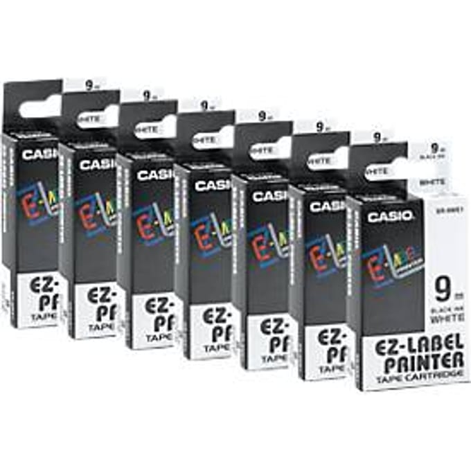 CASIO® voordeelpakket labeltape XR-9WE1 9 mm, 6 + 1 GRATIS