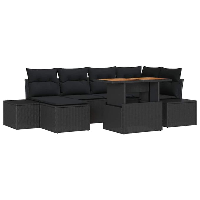 vidaXL - Tuinbank - Set - 7 - st - Zwart - en - Bruin