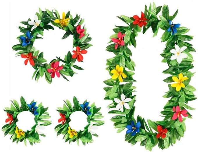 Hawaiiaanse set, groen, volwassenen, één maat