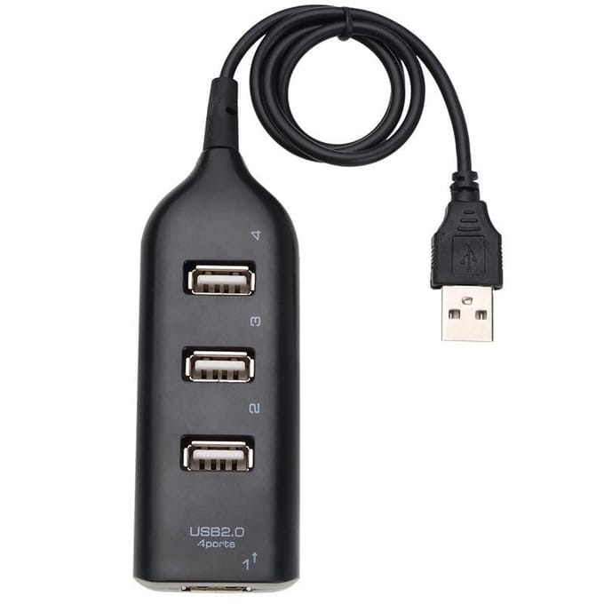 4-poorts USB Hub Socket Mini 2.0 Hoge snelheid USB-splitteradapter voor laptop-pc zwart