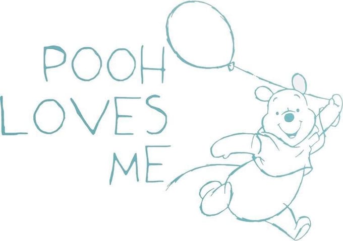 Anel Muursticker middel - Wishing Pooh Wit/Grijs
