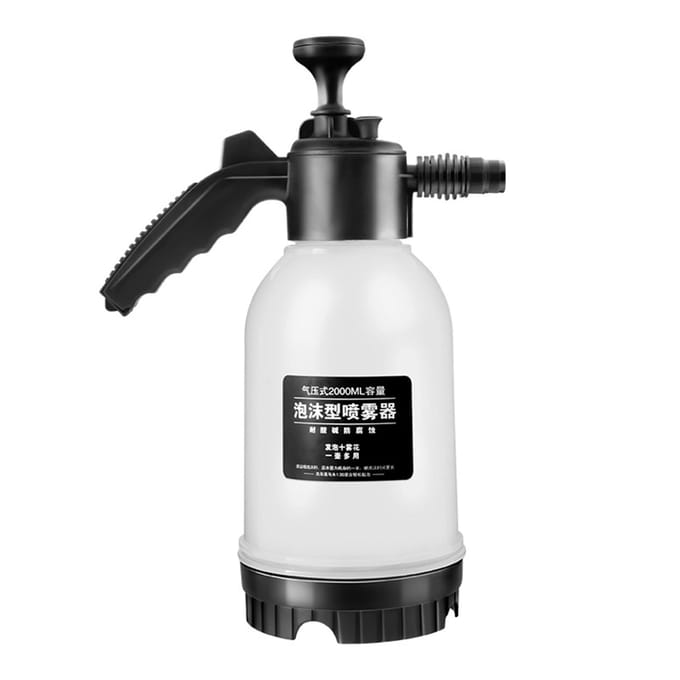 Schuimsproeier, schuimpomp Handdruk Sneeuwschuimsproeier Watersproeier 2L met twee mondstukken zwart witte kleur