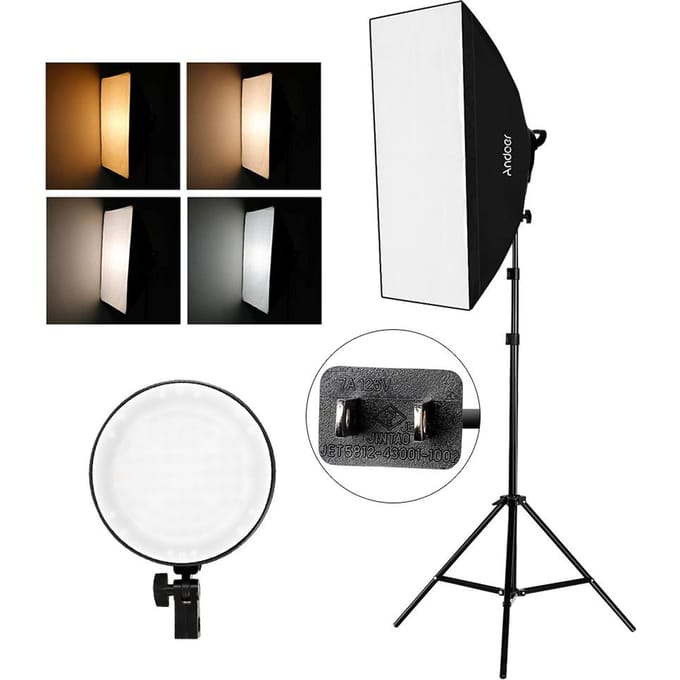 Kit d'éclairage LED pour boîte à lumière pour photographie de Studio, comprenant des boîtes à lumière de 20x28 pouces, 45W, bicolore JP Plug black