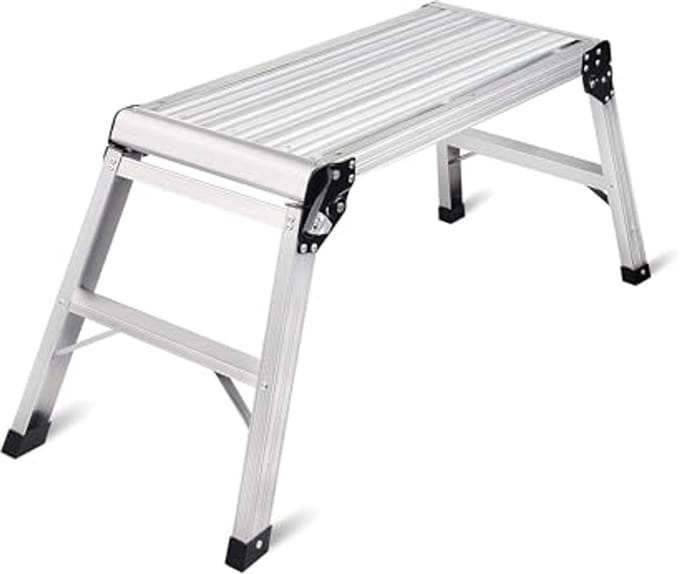 Verstelbare Aluminium Werkplatform Ladder - Antislip Mat - Capaciteit 150 KG - 76 cm Hoogte