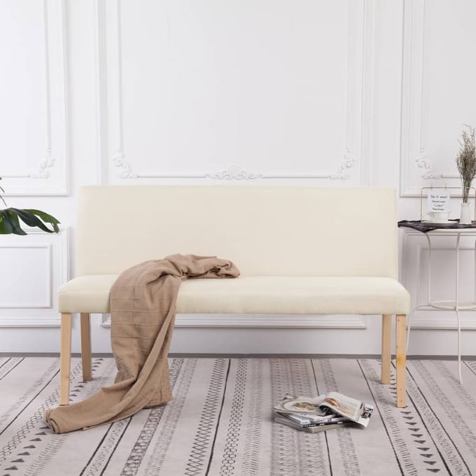 vidaXL - Bankje - 139,5 - cm - polyester - crème