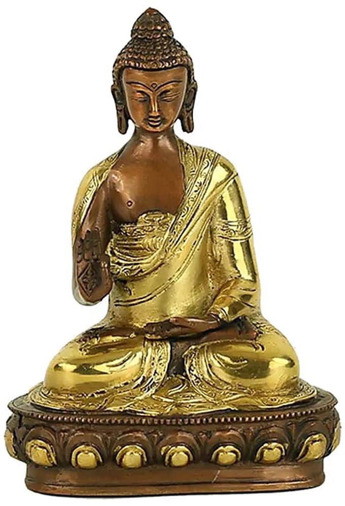 Boeddha beeld - onderwijzende boeddha - teaching - buddha - beeld - 2-kleurig - 20 cm - messing - 1625 gram