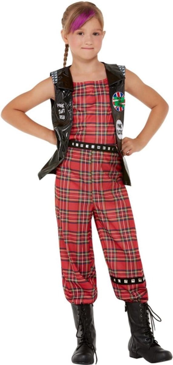 Smiffys - Punk Rocker Kinder Kostuum - Kids tm 6 jaar - Rood