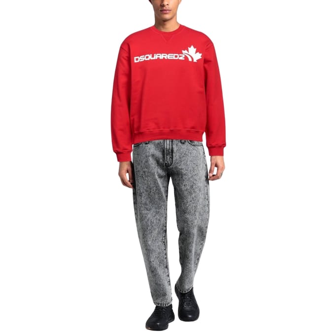 Dsquared2 Bold Maple Leaf Logo Rode Sweatshirt